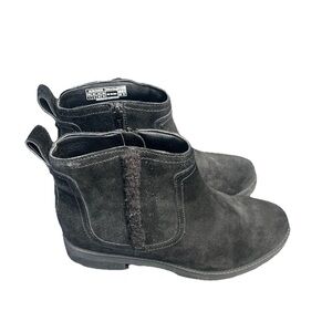 Vionic Aslynn Women's Sz 7 Bootie  Suede Water Repellent Side Zip Black